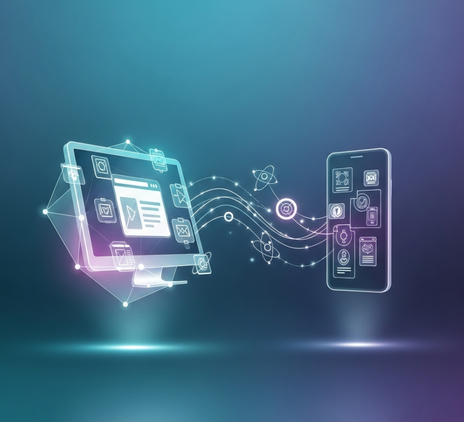Abstraktes Bild von Web-Apps und Mobile-Apps